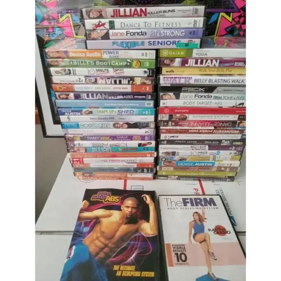 Lot Of 46 Ulimate Workout Lot Of Dvds Pilates Yoga Abs Core + More!~ Trl4#193